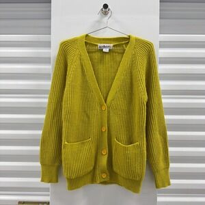 Vintage Amilano Vintage Mustard Yellow Chunky Knit Button Cardigan Sweater Small